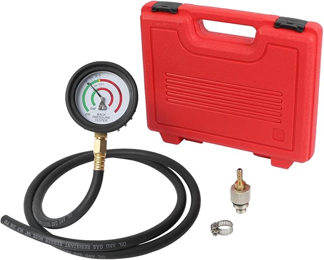 CMTOOL Exhaust Back Pressure Tester Kit with Carrying Case, Exhaust Back Pressure Gauge with 6-Foot Hose, Exhaust Pressure Tester, Automotive Back Pressure Tester, Car Exhaust Back Pressure Gauge Kit