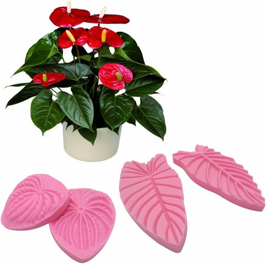 Amazon Co Jp Ak Art Kitchenware ガムペースト フラワーメイキング型 アンスリウムリーフ 花びら ベイナー シリコン フォンダン型 結婚式 ケーキ デコレーション用品 2組 ホーム キッチン