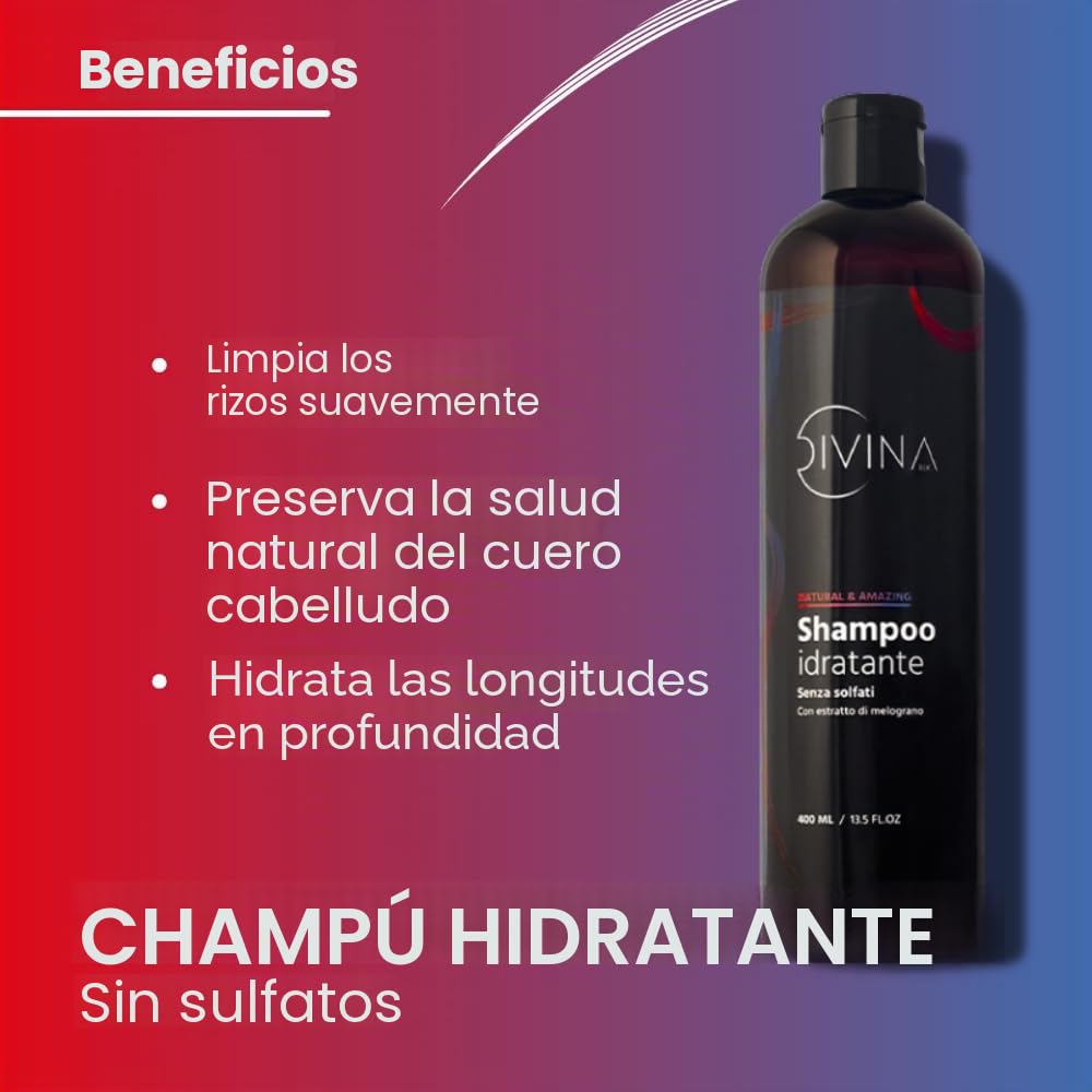 Kit definición hidratante para cabello ondulado, rizado, súper rizado, afro Natural&Amazing de DIVINA BLK