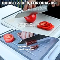 Vista 2 de Tabla de cortar de doble cara, tabla de cortar de acero inoxidable 304 para cocina, tabla de cortar grande, tabla de cortar de grado alimenticio