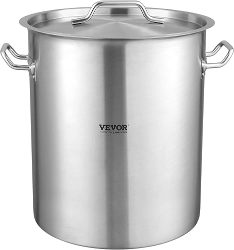 Miniatura 11 de VEVOR Olla de acero inoxidable, ollas grandes de 42 cuartos de galón, olla de cocina con colador, tapa y asa, olla de grado comercial resistente,