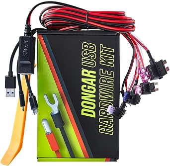Dongar Dash Cam Hardwire Kit, Universal USB Hardwire Kit compatible with all USB devices, Windshield Mountable, Works with All Vehicles Toyota, Ford, Chevrolet, Honda, Subaru, Hyundai, Jeep, More