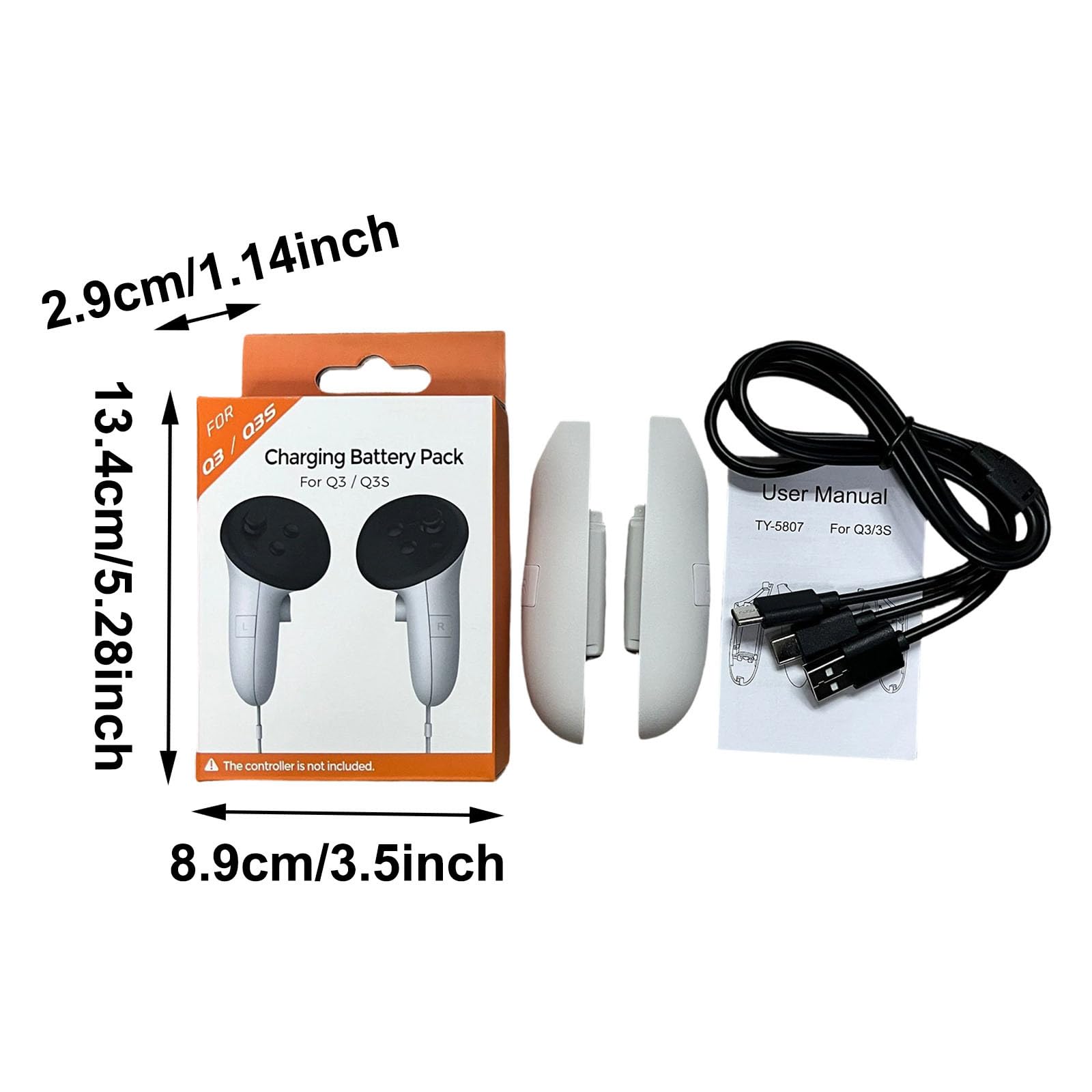 VR Controller Battery Pack Rechargeable Battery Cover for Meta Quest 3S/Quest 3, Meta 𝐐𝐮𝐞𝐬𝐭 3 Accessories (White) — view 3