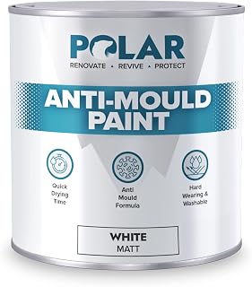 Polar Anti Mould Paint - Brilliant White Matt Finish - 500ml - Prevent & Control Mould On Internal Walls & Ceilings - Easy To Apply