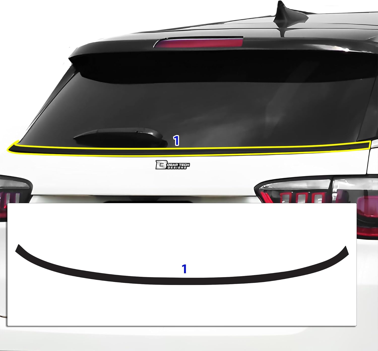 BOGAR TECH DESIGNS for Jeep Compass 2018-2026 Rear Bumper Chrome Delete – Precut Vinyl Trim Overlay, Gloss Black Blackout Look