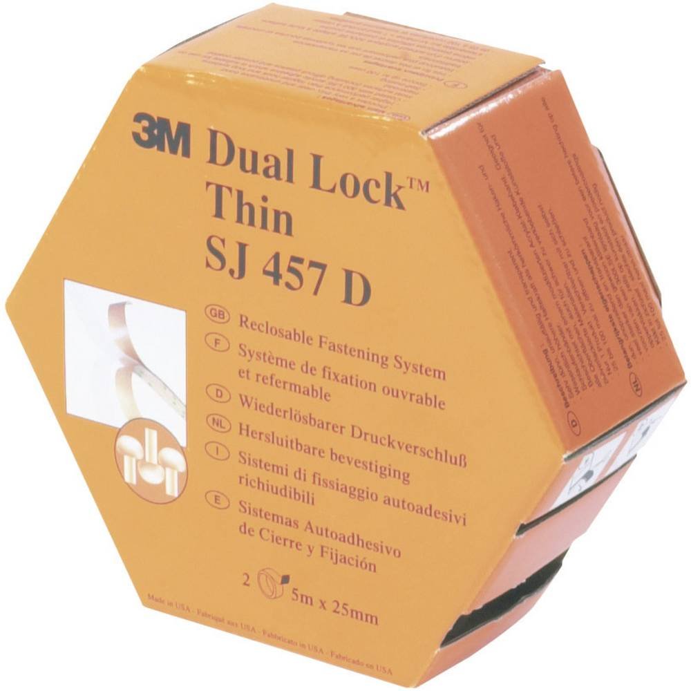 3M Dual Lock SJ457D Sistemas de Cierre Reposicionable, 25 mm x 10 m, 2.5 mm | Mitad de espesor que los sistemas de unión desmontable Dual Lock para fijaciones de bajo perfil, Translúcido, 1 Unidad