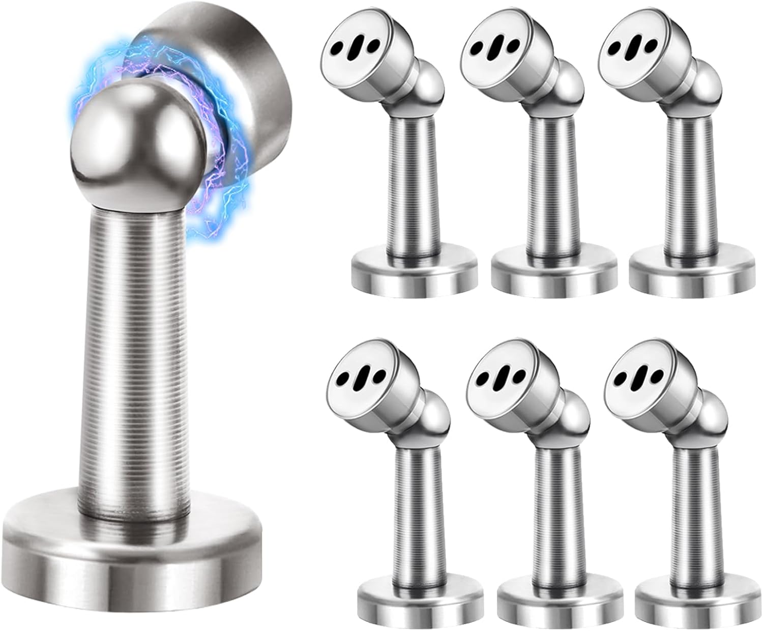 6 Pack Magnetic Door Stopper, COCIVIVRE Magnet Door Stop Stainless Steel for Wall and Floor Mounting, with Screws Drilling Mounting, Heavy Duty for Various Door Types to Hold Your Door Open