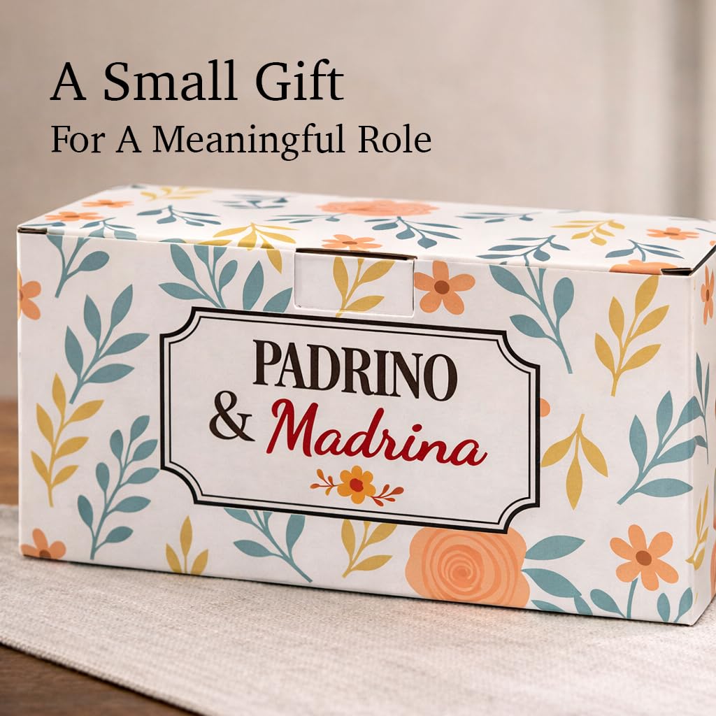 Triple Gifffted Padrino and Madrina Coffee Mugs Set, Godparents Gifts for Baptism or Christening, Proposal Gift Asking Godfather Godmother, Religious Keepsake, Christmas Day, 13oz Ceramic