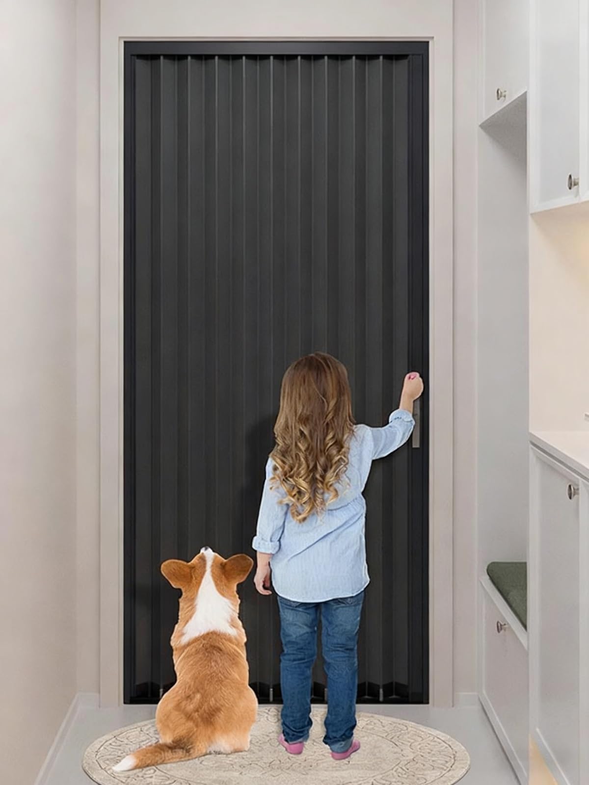 ZAQYCM Porta Scorrevole Porte Divisorie con Telaio, Porta A Soffietto con Serratura Interna Bianca/Grigia per Cucina Bagno Doccia E Porta, Kit di Ferramenta per Porte Pieghevoli(Grey(WxH),60x190cm)
