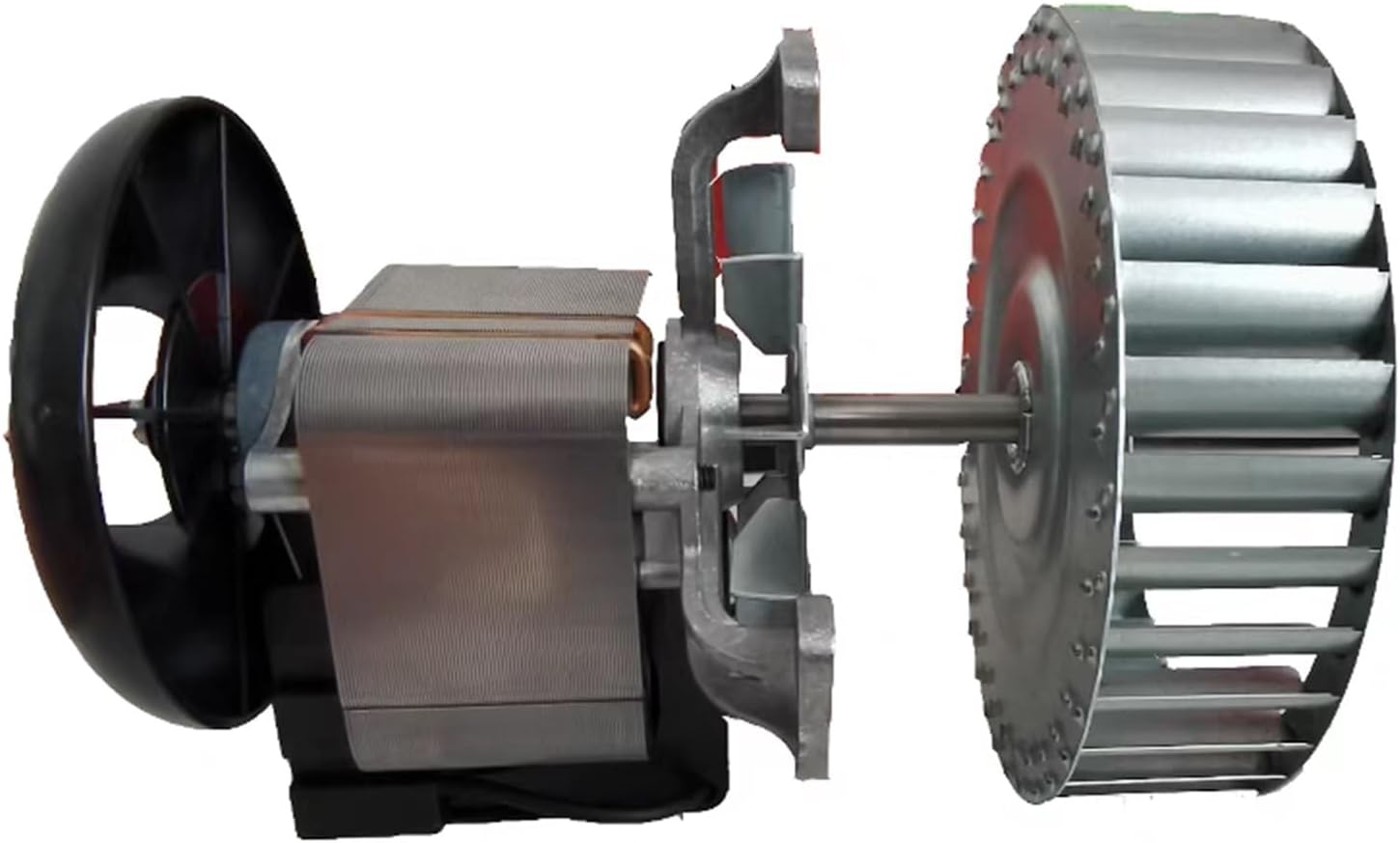 Exploded view of the roller fan motor showing internal components