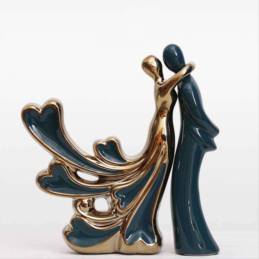 Koliyn Statue Skulptur Figur Wohnkultur Akzente, Keramik Paar Skulptur Liebe Kuss Paar Statue Schlafzimmer Weinschrank High-End Hochzeitsgeschenke Neuheit Geschenk