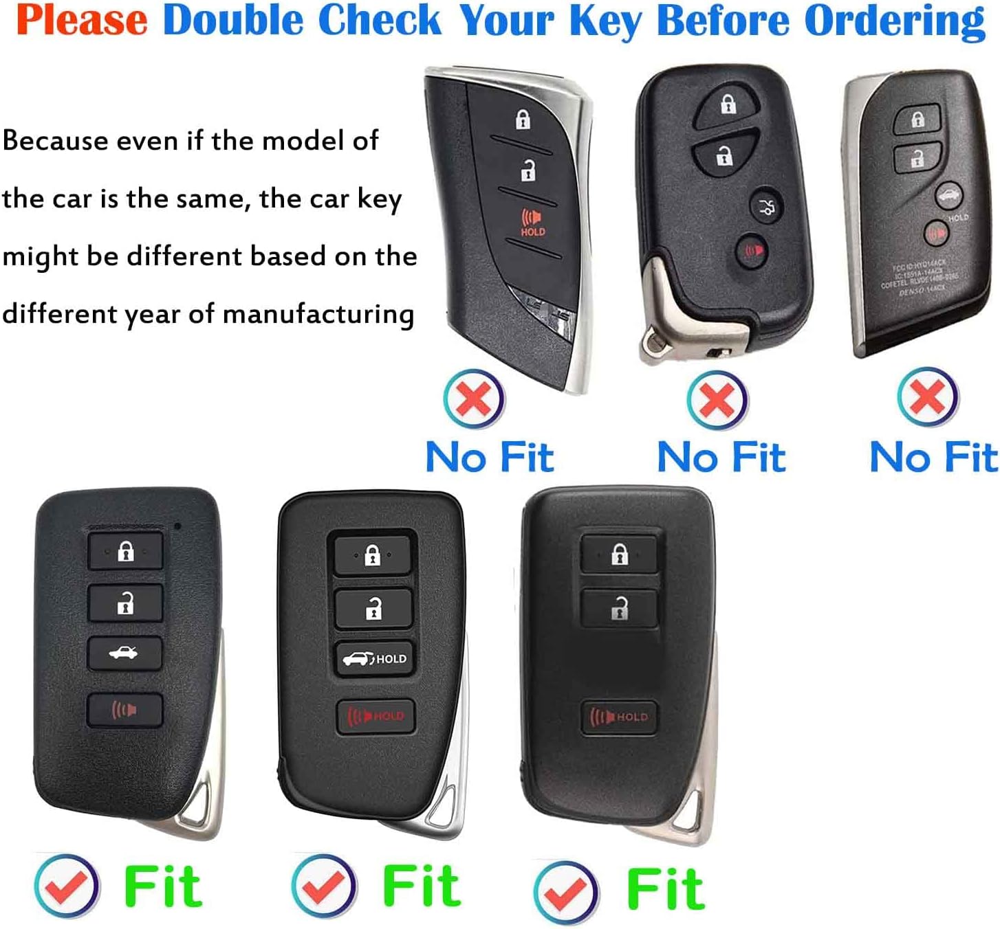 for Lexus Leather Key Fob Cover Case with Keychain Compatible with Lexus RX ES GS LS NX RS GX LX RC LC Smart Key (Red)