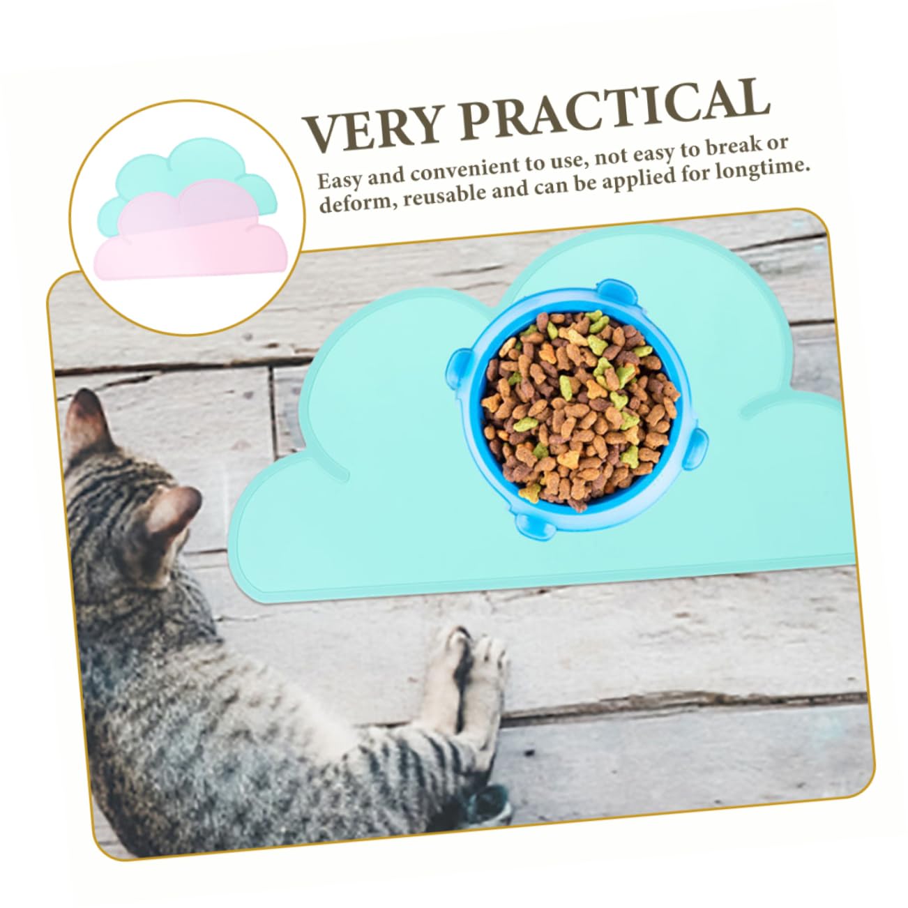 BUGUUYO Non-Slip Silicone Pet Placemat 4 Pack Dog Cat Food Mats Insulated Heatproof Easy to Cle