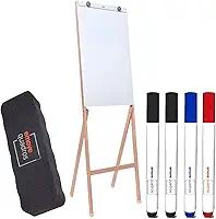 Flip Chart Slim com Quadro Branco 67x90 4 Canetas e Apagador para Reuniões Treinamentos Aulas Escritório