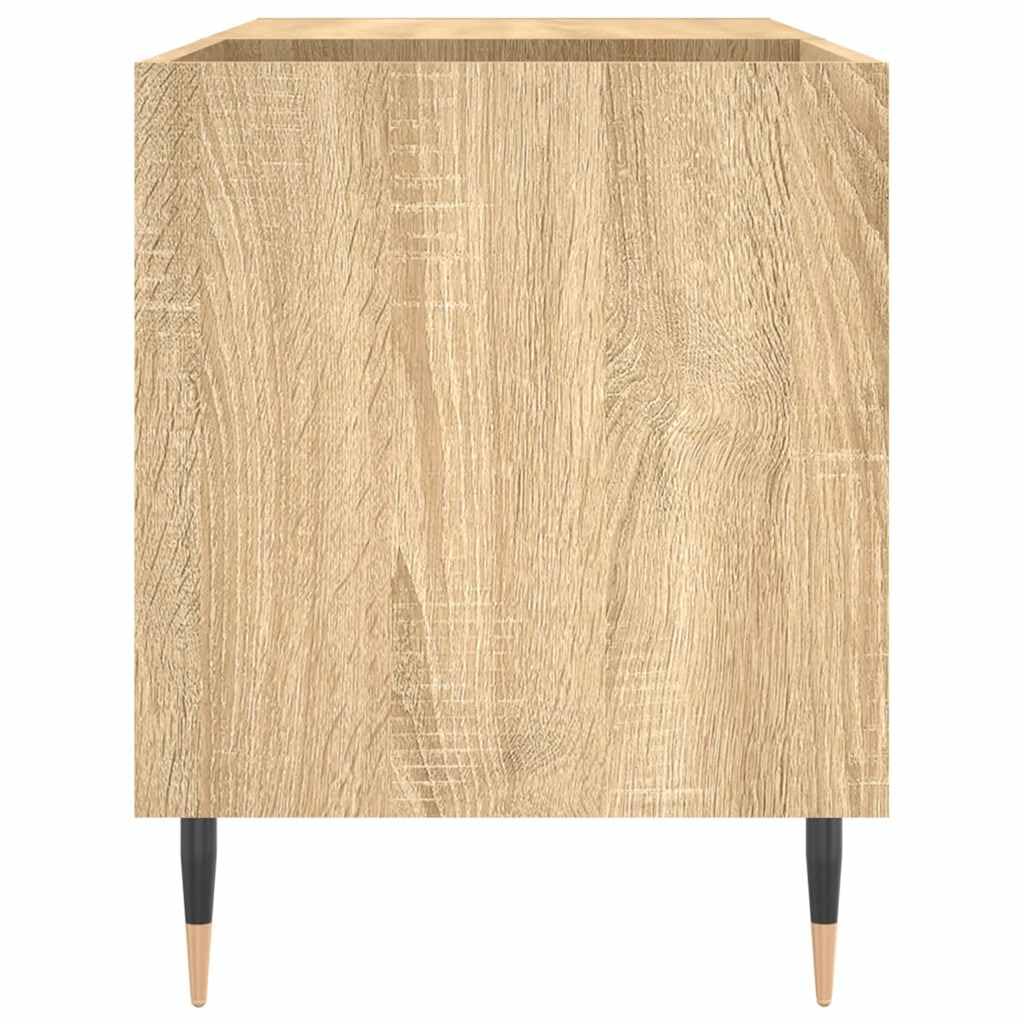 Mangloder - Armadietto per dischi in rovere Sonoma in legno e ferro, 85 x 38 x 48 cm, con molto spazio per dischi in vinile, per soggiorno, home theater e gaming