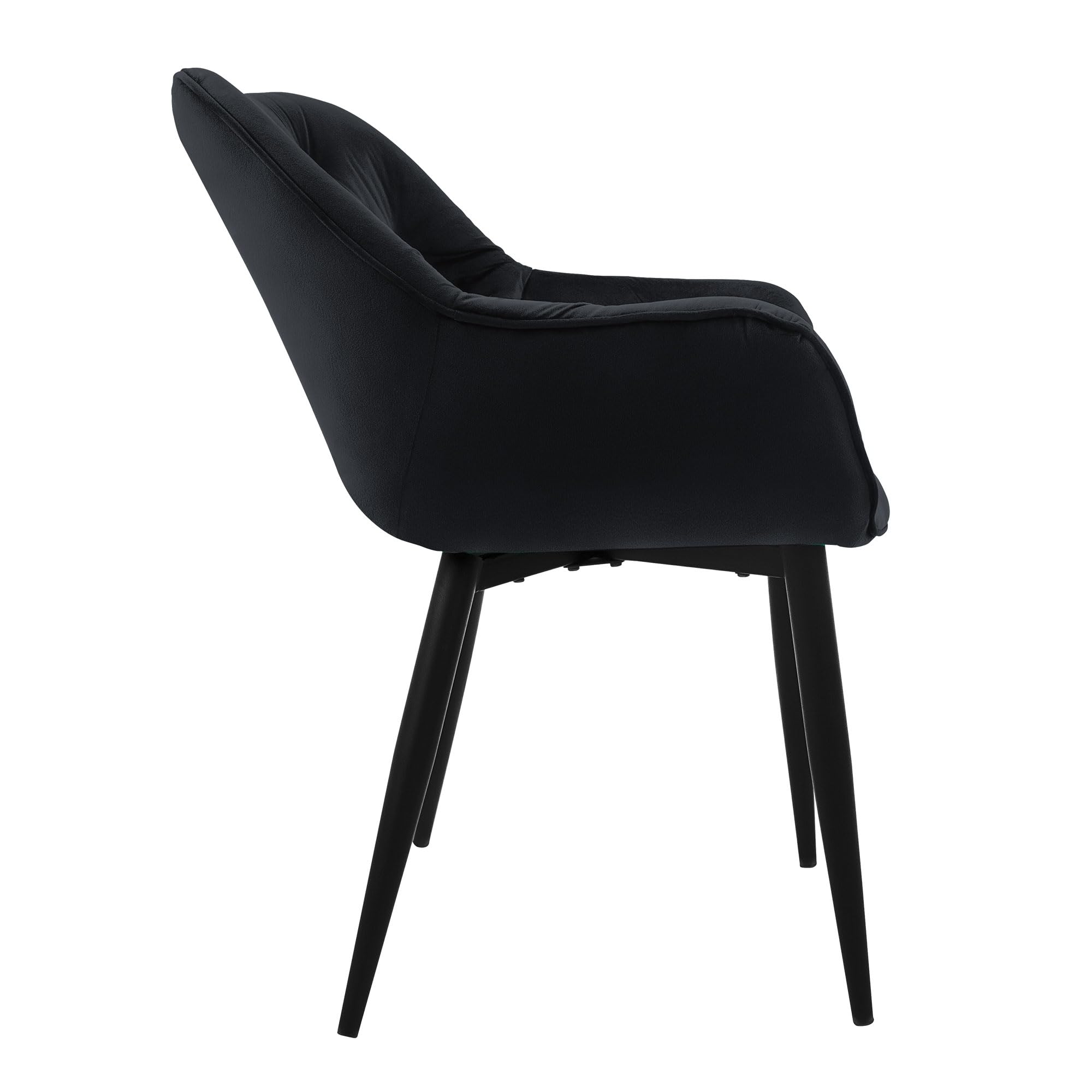 ML-Design eetkamerstoelen van badstof, donkergroen, keukenstoel met dikke gestoffeerde zitting & metalen poten, woonkamerstoel met rugleuning en armleuningen, ergonomische loungestoel fauteuil