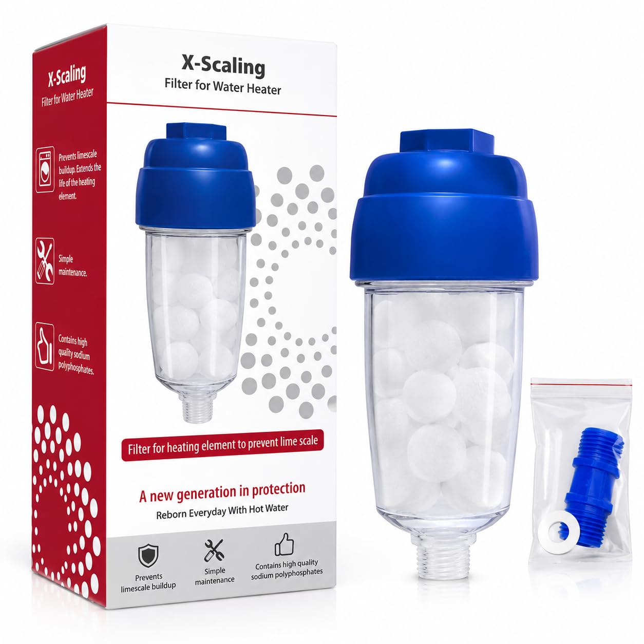 X-Scaling Anti Scale Filter for Water Heater Geyser | Prevents Limescale Buildup, Polyphosphate Cartridge, Easy to Install, Simple Maintenance, Extends Heater Life-image-33