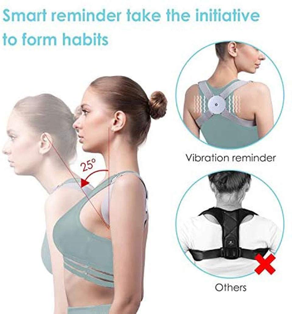 Corrector de Postura Ajustable Inteligente - Soporte para Espalda y Hombros, Cinturón Entrenamiento para la Corrección, Cuidado Salud, Faja Automática