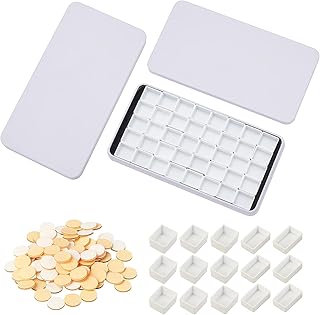 PandaHall Paquet de 2 Palette Aquarelle Vide, Boite Aquarelle avec 40 Demi-Godets Et 20 Godets Et 60 Peintures D'artistes Adhésives Double Face pour Ensemble D'aquarelle De Voyage étudiant étudiant