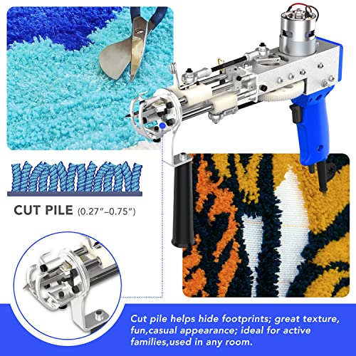 Cut Pile Tufting Gun Original Ak-I Rug Making Kit Rug Gun Machine Starter Kit Tufting Needle Carpet Gun Machine Kit Rug Maker Rug Tufting Gun Kit Needle Embroidery Machine 100-240V (Blue) #TOP1