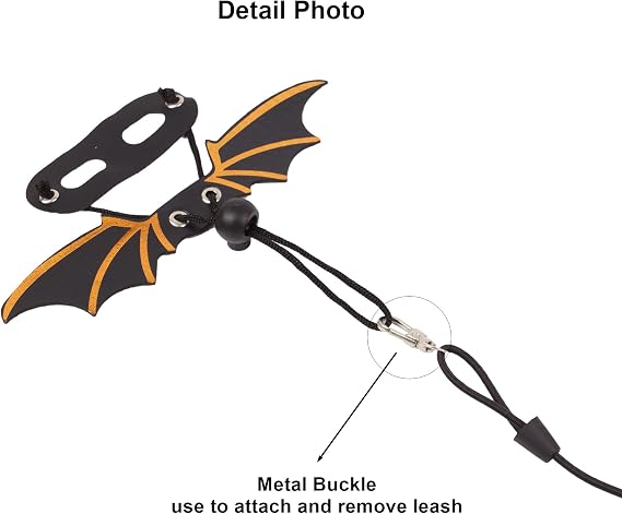 ADOGGYGO Black Bearded Dragon Leash Harness, 3 Size Pack, Cool Bat Wing