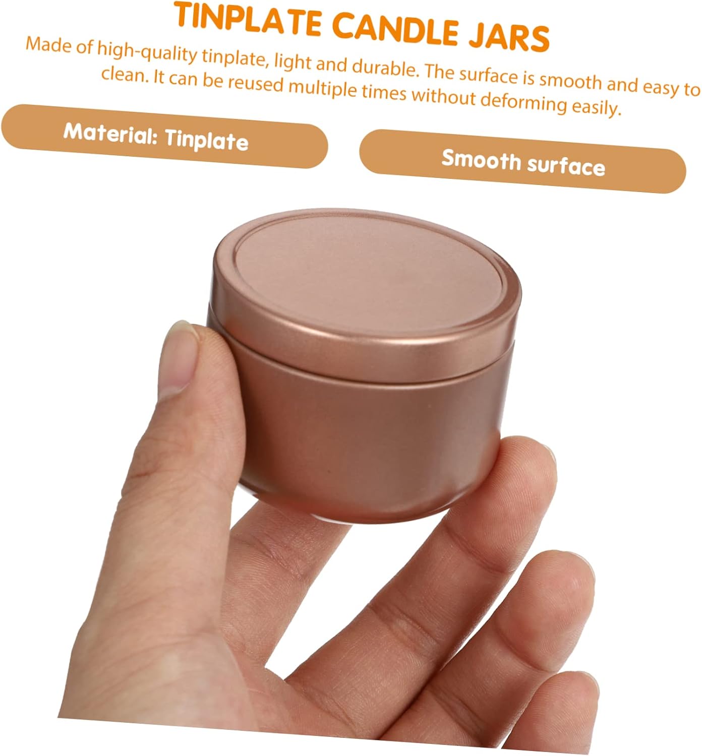 VANZACK 12pcs Tinplate Candle Jars for Homemade Candles Storage Containers Lids for Making and Crafting Rose Gold Finish