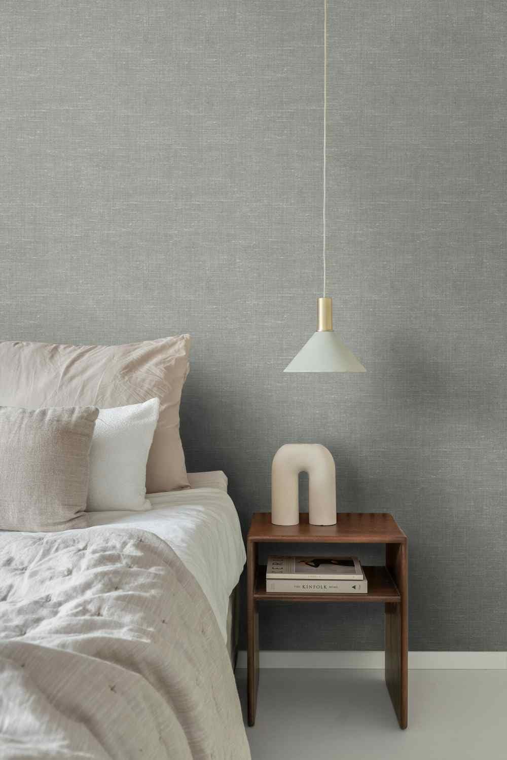 Origin Wallcoverings Tapeta lniana tekstura szaro zielonym 53 cm x 10.05 m