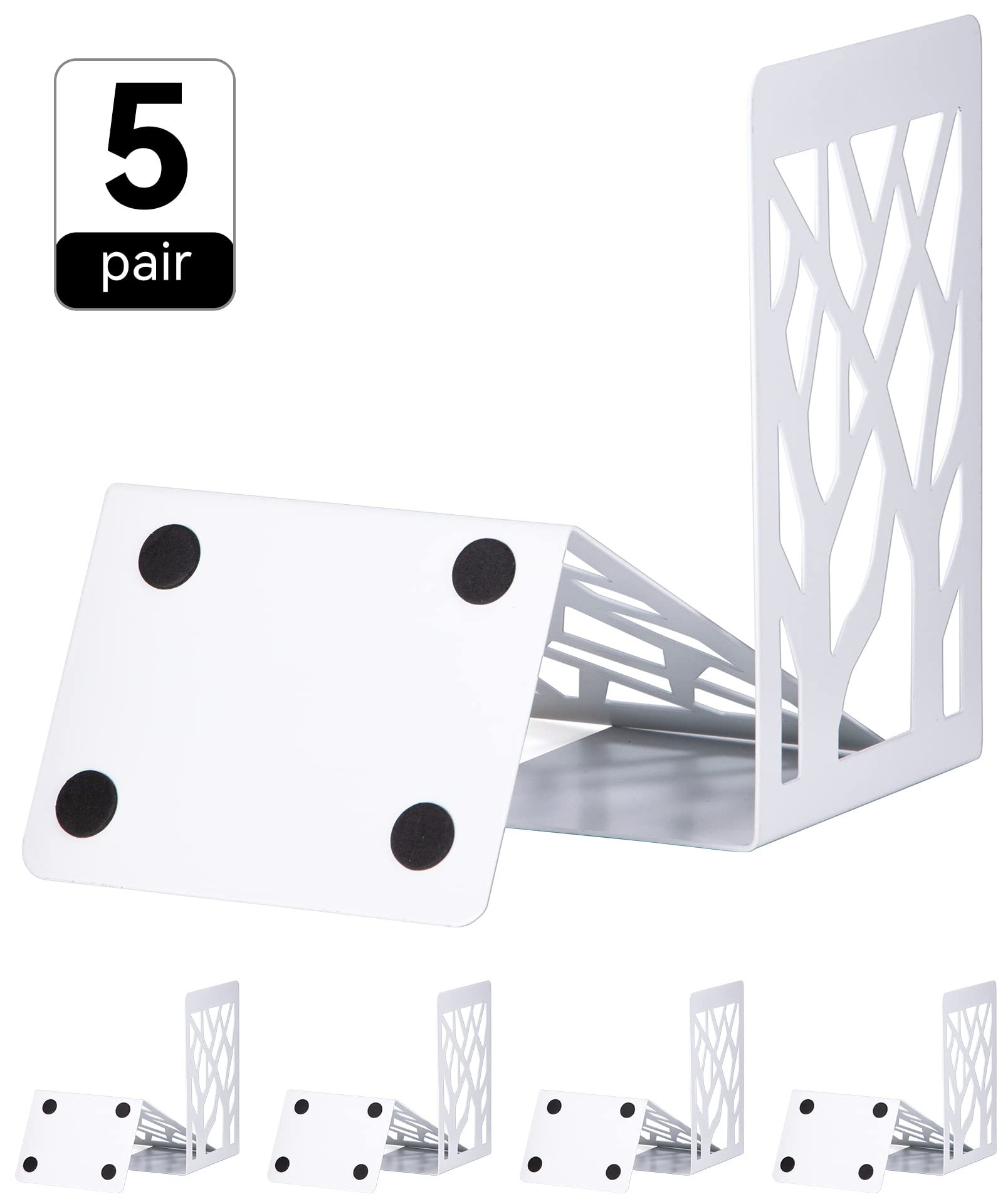 Book Ends, Bookends, Bookends for Shelves, Bookend, Book Ends for Heavy Books, White Metal Book Shelf Holder Home Decorative, Book Stoppers for