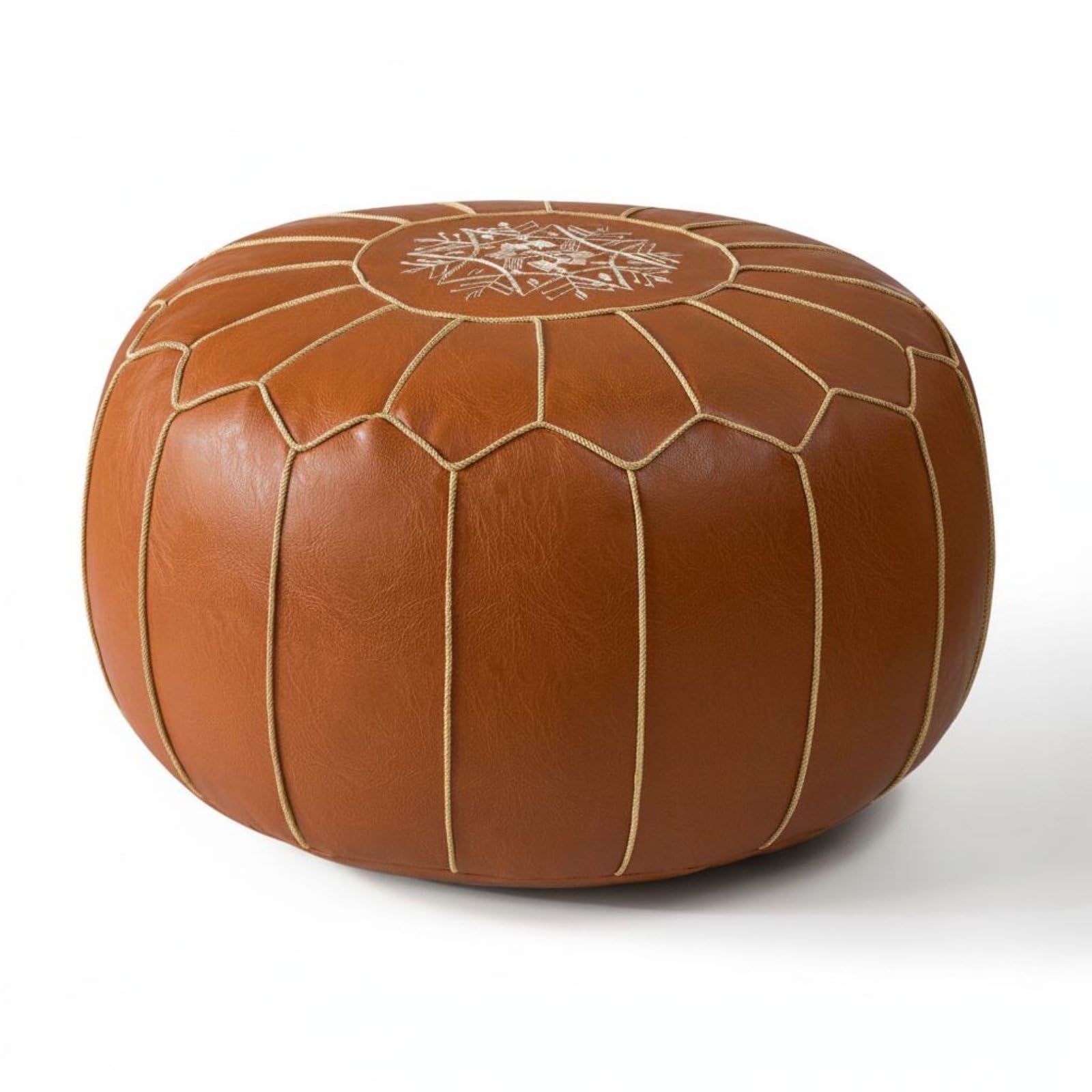 Easy to Clean Moroccan Floor Cushion Multi-Functional Tatami Seat Cushion Unstuffed Moroccan Pouf Handmade Look for Living Room, Balcony, Dark Orange | Ottomans, Footstools & Poufs | Furniture-image-1