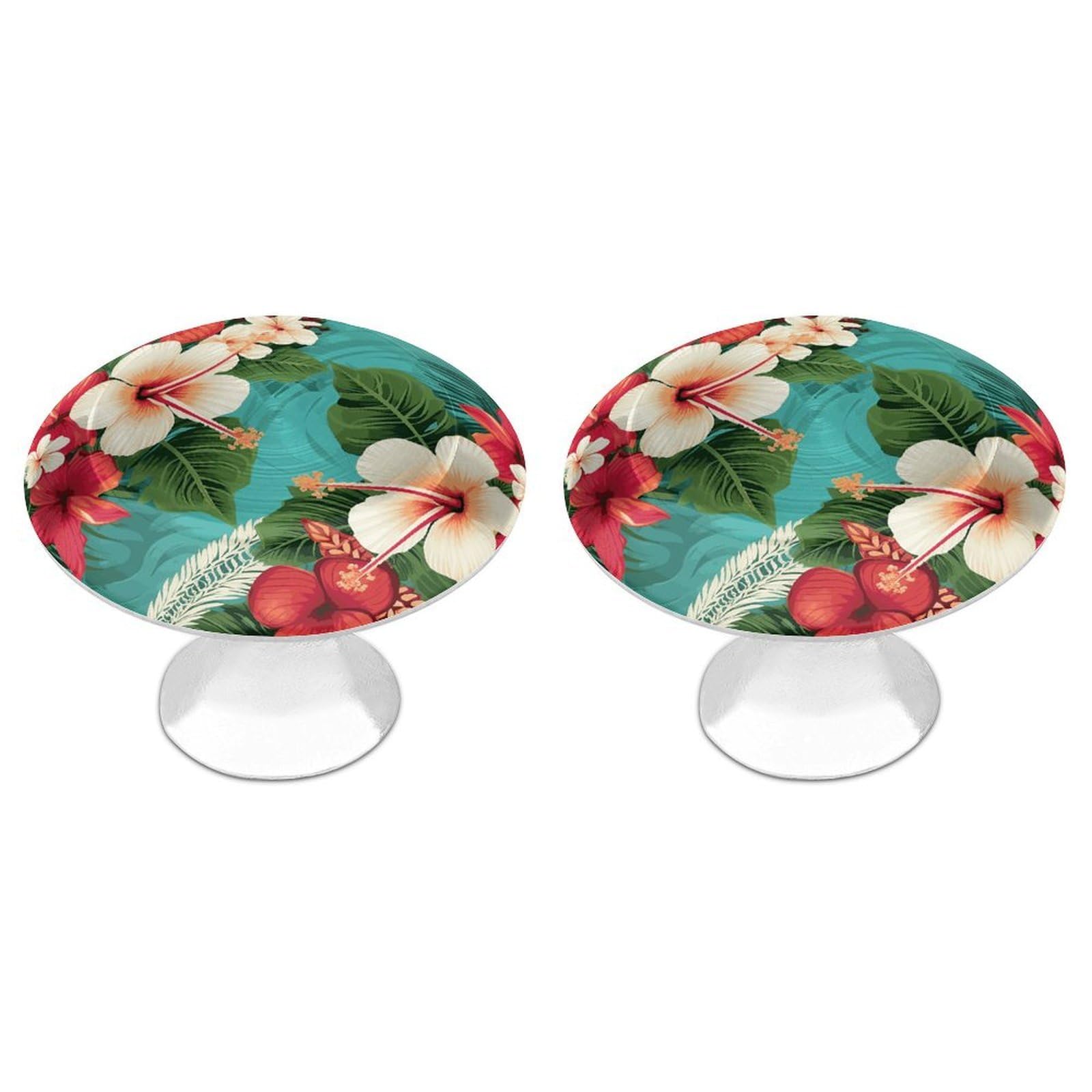 Btcowzrv Style Tropical Hibiscus Pattern 2 Pack Cabinet Knobs Drawer Pulls