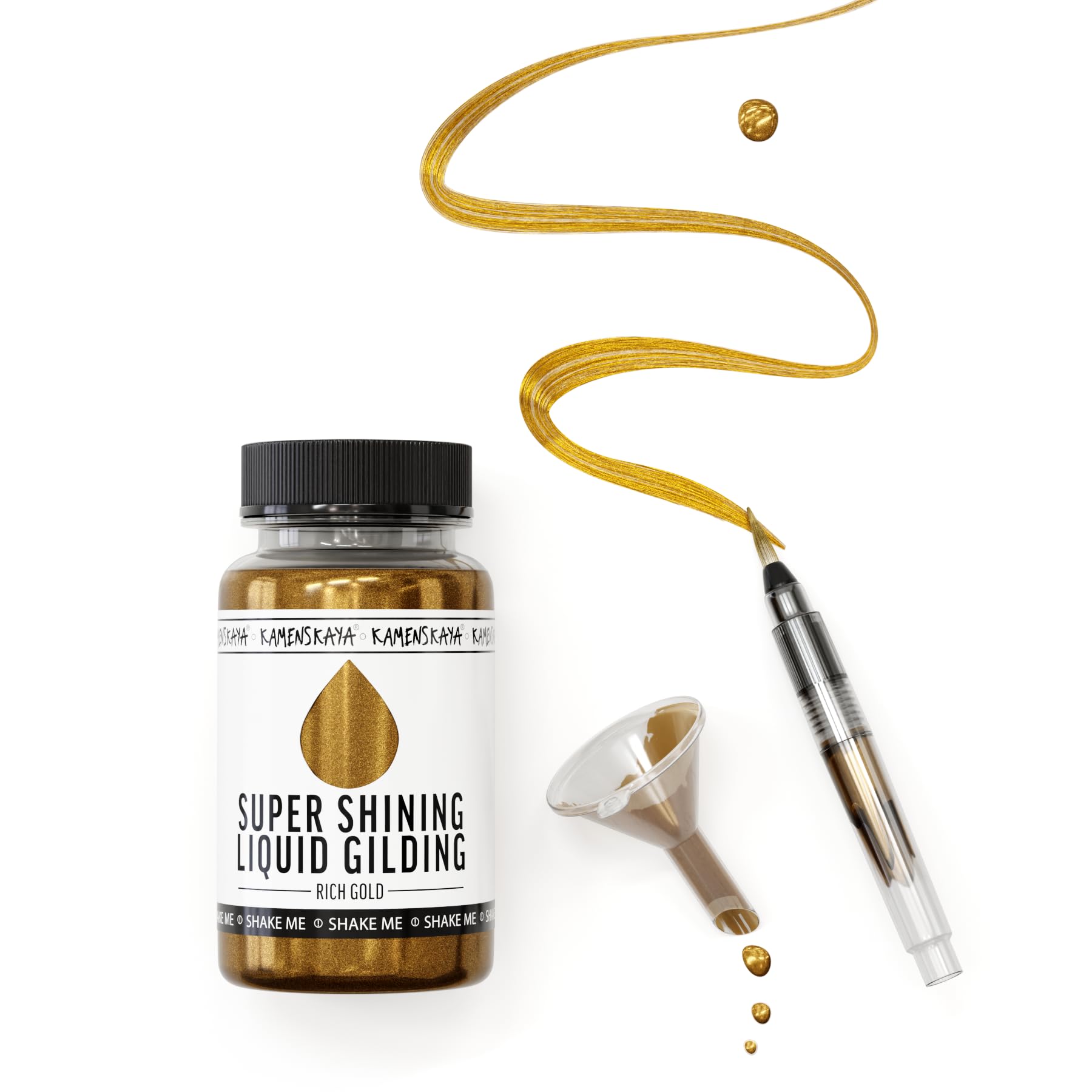 KAMENSKAYA Liquid Gold Leaf Paint: Alcohol Based Fast Drying Rich Gold Liquid Gilding, 3.38 fl oz (100 ml)