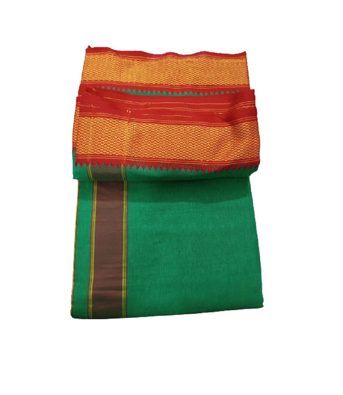 cotton colors Men's Traditional Pure Cotton Bleached White Dhoti Border Size 9X5 (or) 4.15 Mtr Dhoti with 2.30 Mtr Angavastram_SG025-picture-18