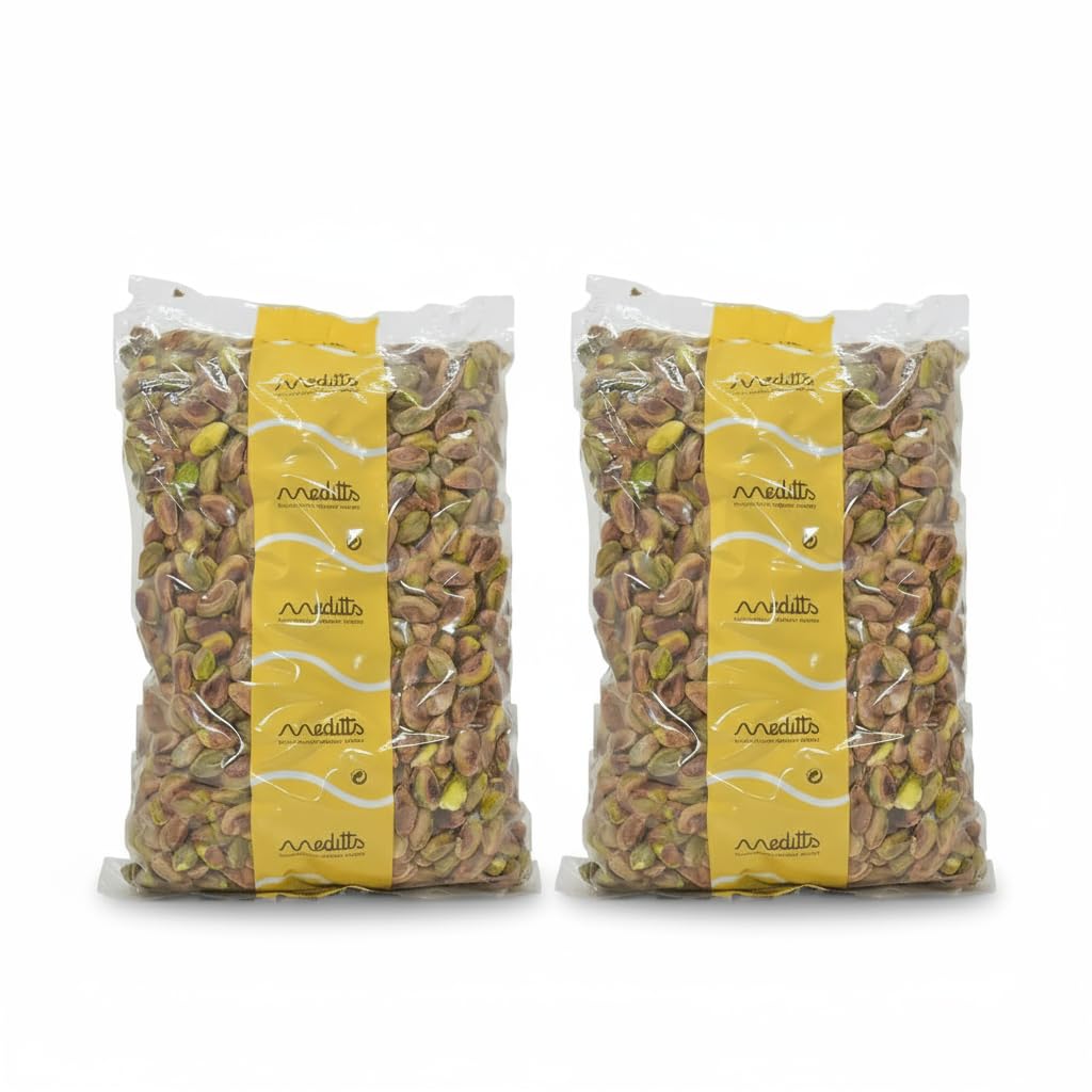 Meditts - Pistachos Naturales Pelados Pack 2 x 1 kg | 2 kg de Pistachos Crudos y Sin Sal | Sin Gluten | 100% Fruto Seco Natural | Alto en Proteínas y Fibra | Apto para Dietas Keto.