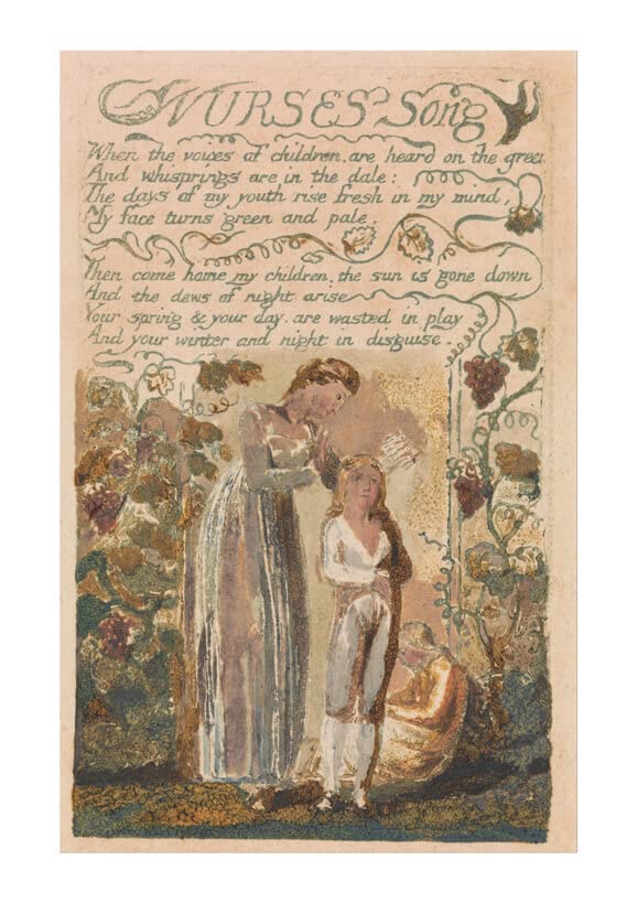 Affiche encadrée William Blake édition Nurses Song au fini premium et lettrage précis