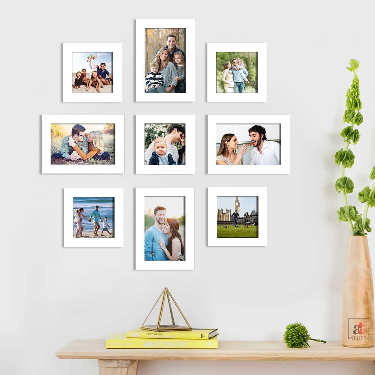 Art Street Set of 9 Individual White Photo Frame for Home Wall Decoration (Size - 5 x 7 Inches, 5 x 7 Inches)