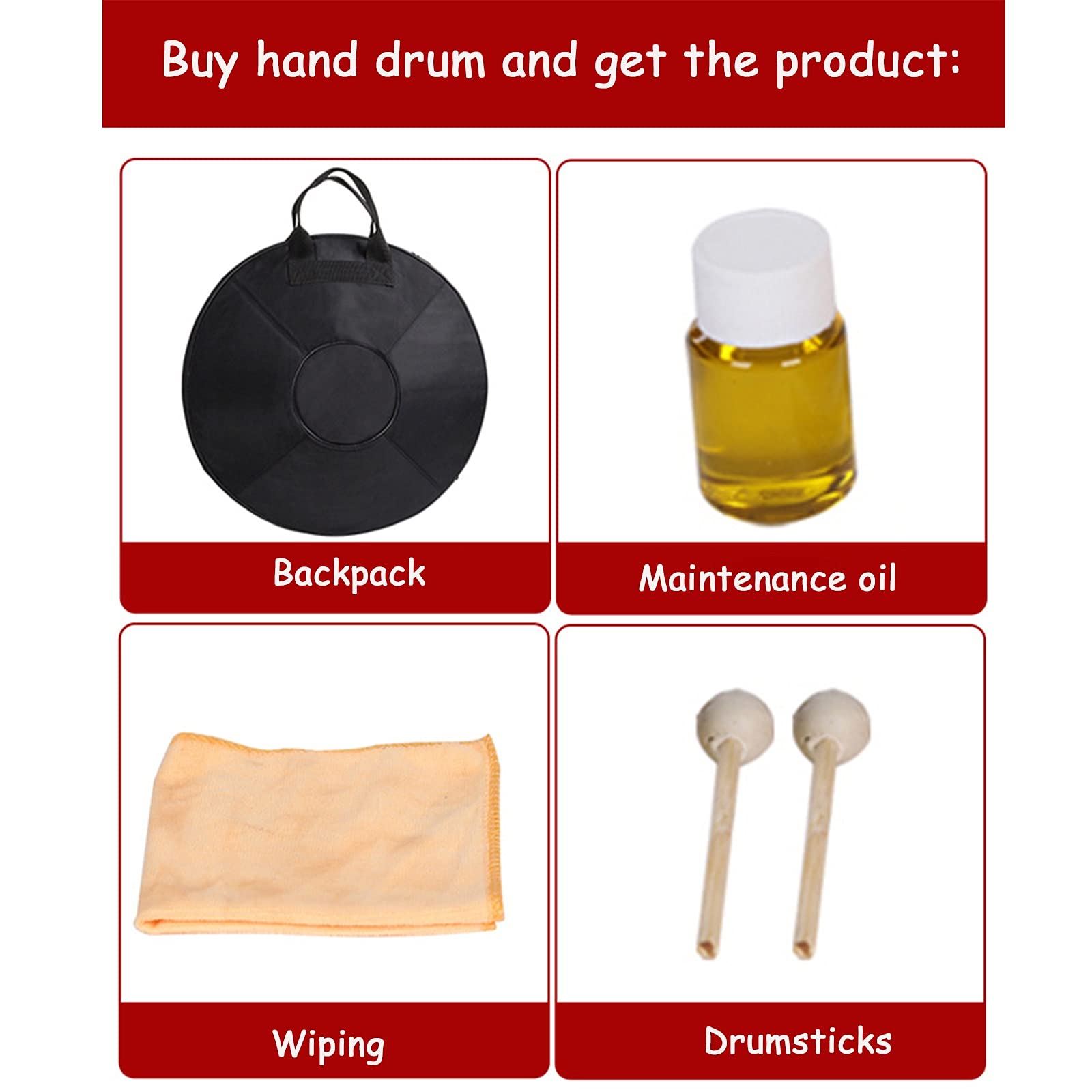 Tamburo a Mano Pan Tamburo a Lingua 22 Pollici 9 Note Tamburo a Mano Re minore Strumento a percussione Tamburo a Mano Yoga Meditazione Principianti con Borsa per Il Trasporto Bacchette