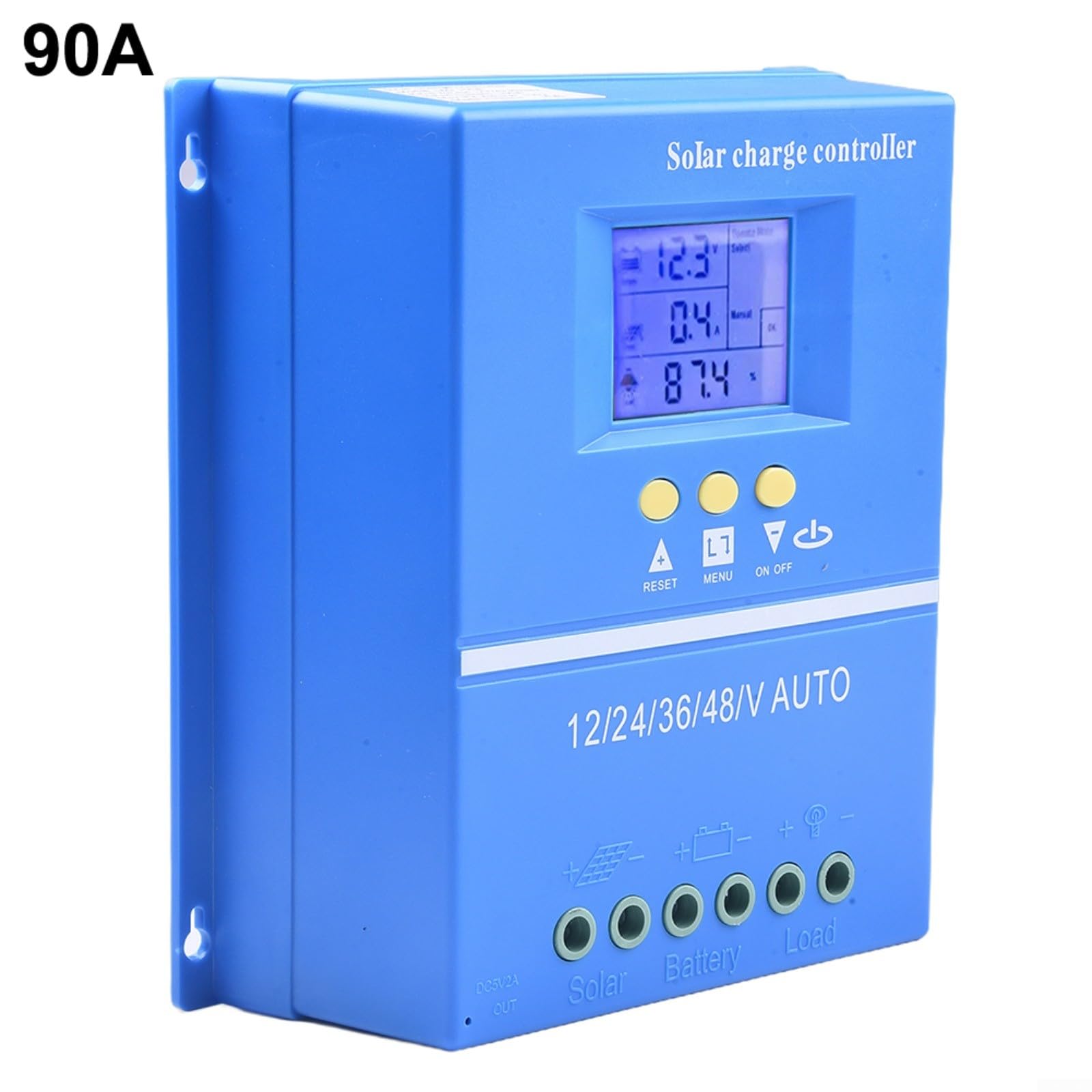 MPPT Contrôleur de charge solaire 12 V 24 V 36 V 48 V pour régulateur intelligent avec écran LCD pour batterie gel LifePO4 Double ports USB 7 modes pour la maison, le camping-car, le camping, système