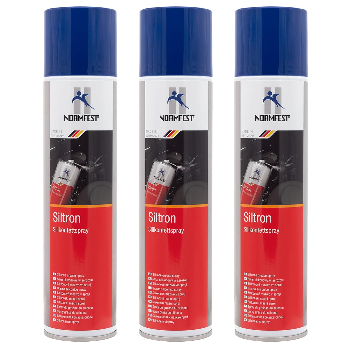 Normfest Siltron – Silikonfettspray für Schmierung, Dichtung & Isolierung | Temperaturbeständig –40°C bis +200°C | Schutz vor Feuchtigkeit, Korrosion & Kriechströmen, 3x 400ml