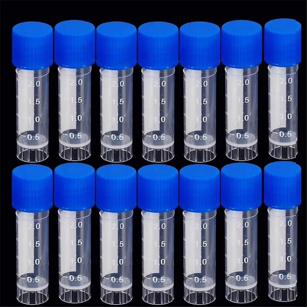 Tubo de ensayo de plástico for laboratorio, frasco con tapa de sellado, envase de 2 ml(200Pcs)