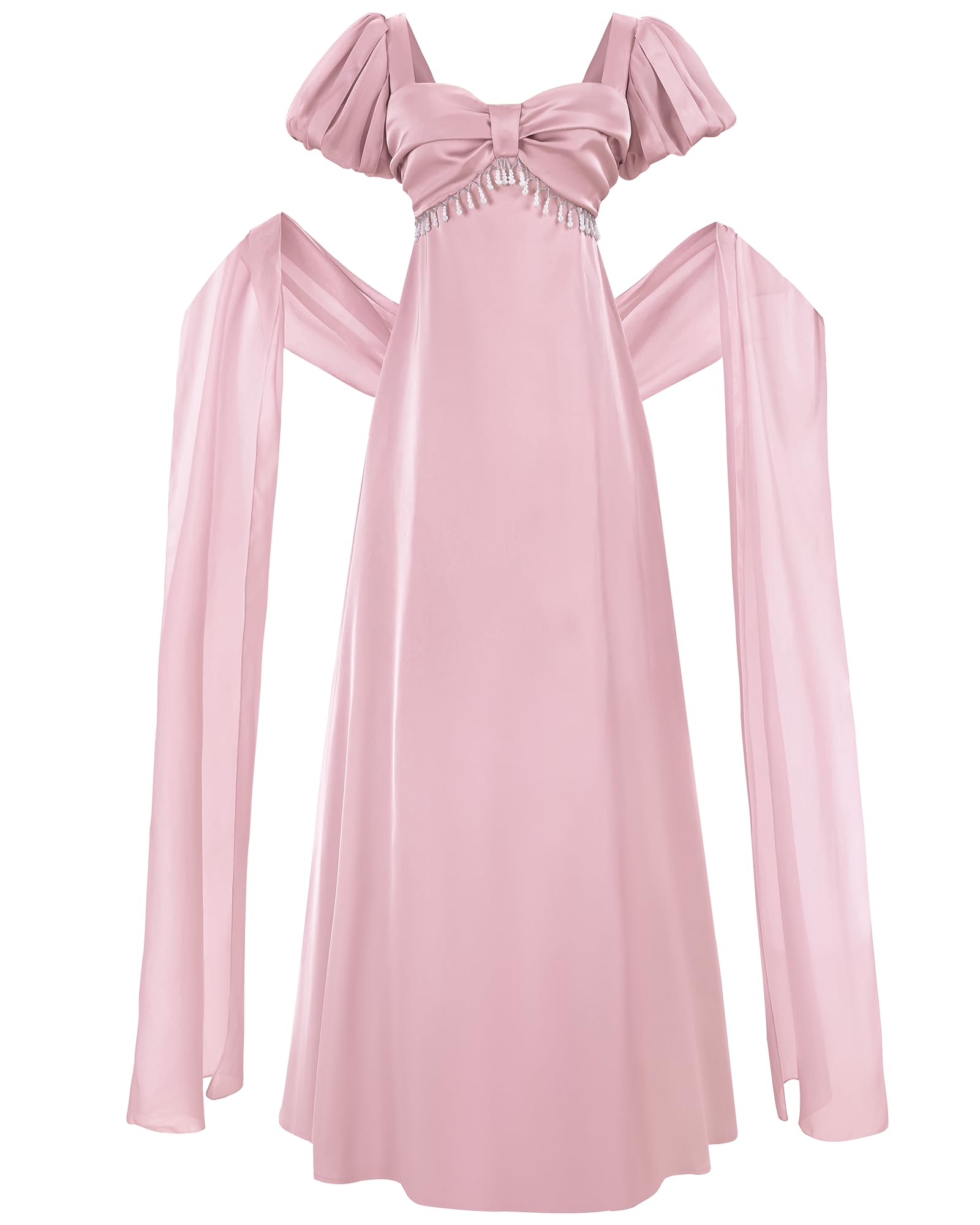 Fiamll Regency Kleid Damen Lang Ballkleid mit Schal und Handschuhe
