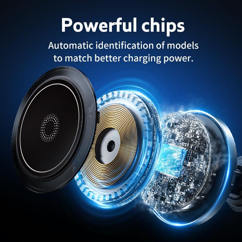 15W Magnetic Phone Holder Car Wireless Charger, with RGB Ring Ambient Light, Air Vent Mount