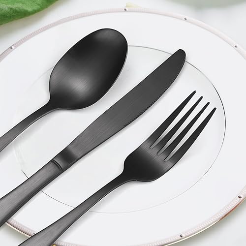 Miniatura 416 de A·HOUSEWARE - Juego de cubiertos iridiscentes con diseño hueco, 20 piezas, acero inoxidable, incluye tenedores, cucharas, cuchillos, utensilios