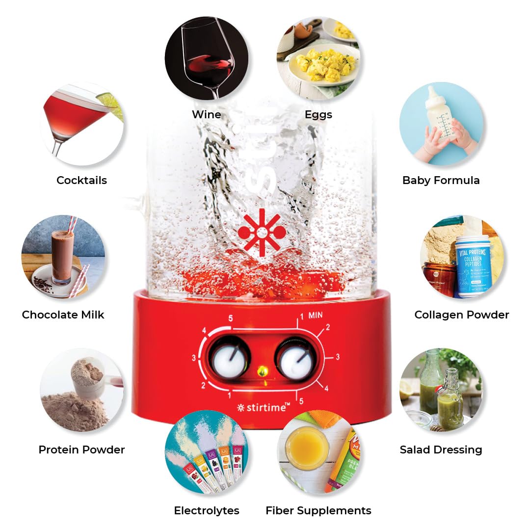 Portable Rechargeable Blender Magnetic Mixer for Protein Powder, Baby Formula, Aerates Wine, Kid Safe, No Sharp Blades, No Air Bubbles or Clumps, 20oz Travel Bottle+16oz Glass Pitcher, USA by Stirtime