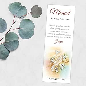 Segnaposto Cresima E Comunione - 15 Pezzi Personalizzabili, Cartoncino 200gr, Per Eventi - Foto 14