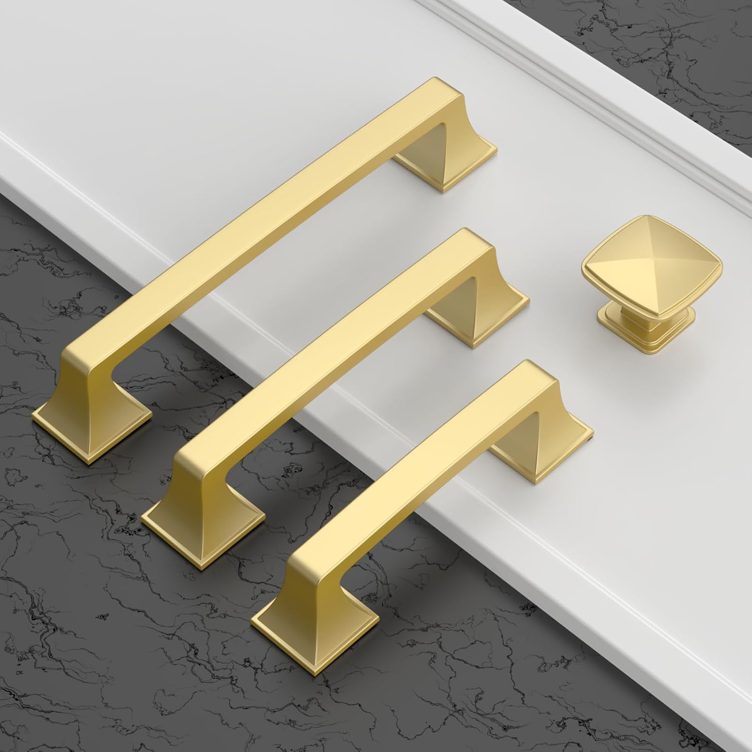 Asidrama 10 Pack 3 Inch(76mm) Brushed Gold Kitchen Cabinet Handles, Cabinet Pulls Kitchen Cabinet Hardware for Cupboard Drawer Pulls 2461