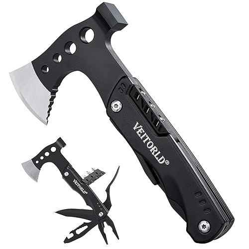 VEITORLD Multitool Axe Hammer Camping Accessories, Valentines Day Birthday Gifts for Him Men Husband, Survival Gear and Equipment, Unique Hunting Fishing Gift Ideas for Him Boyfriend Grandpa