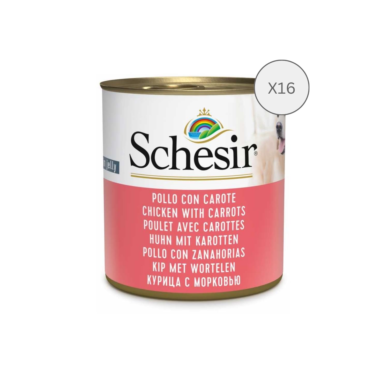 Schesir, Nourriture Humide pour Chiens, Poulet avec Carottes, Emballage de 16 x 285 g, Total 4560 g