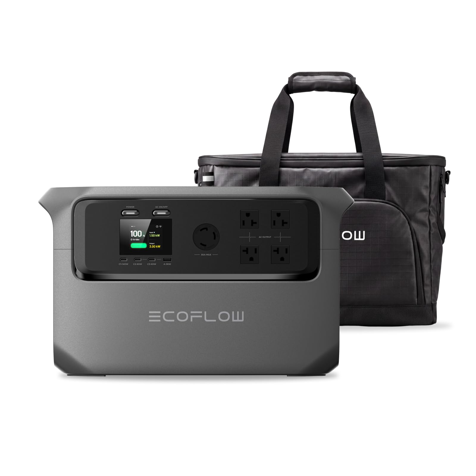 EcoFlow DELTA 3000 Gen 4 ポータブル電源 3072Wh +専用バッグ 3000W定格出力 大容量 3kWhクラス最軽量 | 同容量クラス最小・最軽量 エコフロー リン酸鉄リチウム 10年長寿命 車中泊・アウトドア・防、Amazonで207,200円・35%OFF