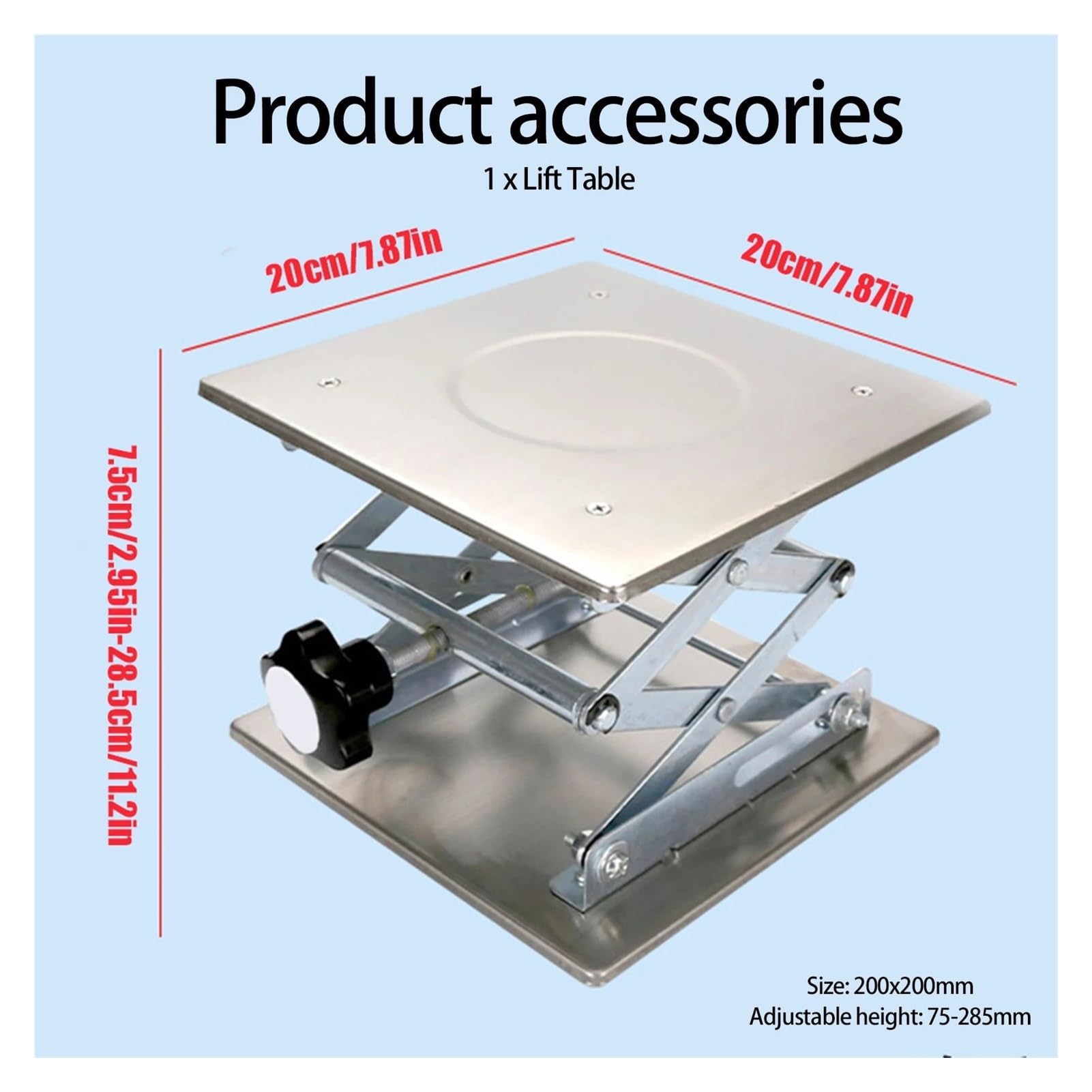 Mini Hubtisch 1 stücke Lift Tisch Labor Platte Jack Scissor Stand Plattform Router Werkbank Labor Zimmerei Werkzeuge | 200*200