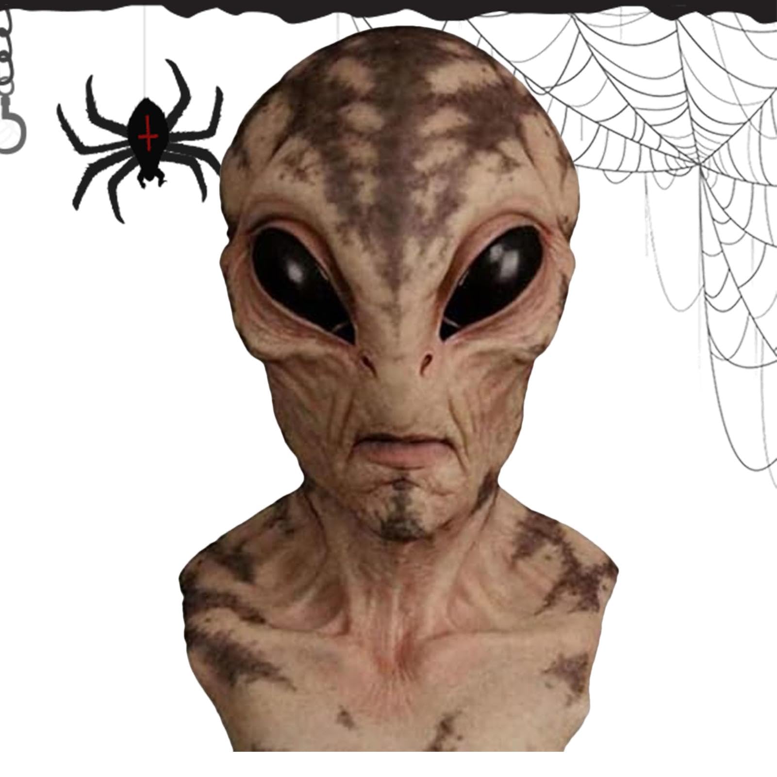 Máscara divertida de extraterrestre de Halloween,Máscara de cara de extraterrestre realista,Máscara de fantasía con esqueleto de calavera de Halloween - Máscara realista de cabeza completa, máscara al